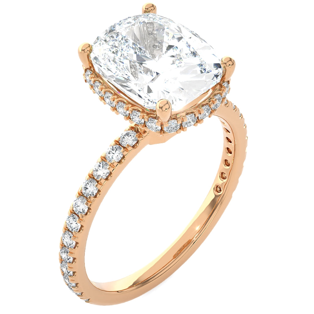 Certified 4 1/2 ct Cushion Diamond Engagement Ring Side Halo 14k Lab Grown