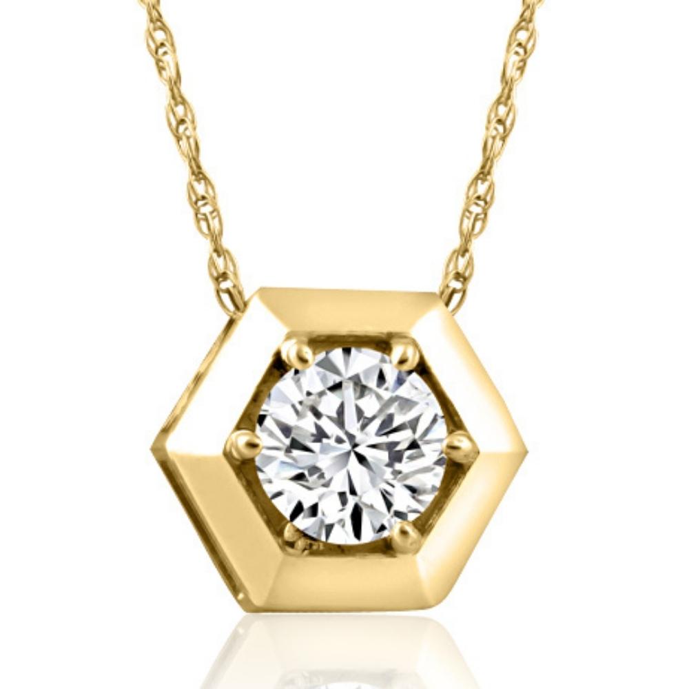 14k Yellow Gold 1/2 ct Lab Grown Diamond Solitaire Geometric Pendant Necklace