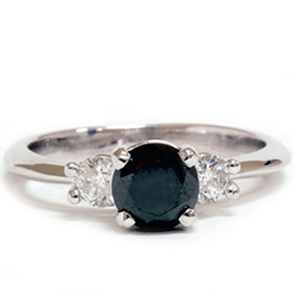 1 3/8 ct Black Diamond Engagement Accent Anniversary Ring 14k White Gold