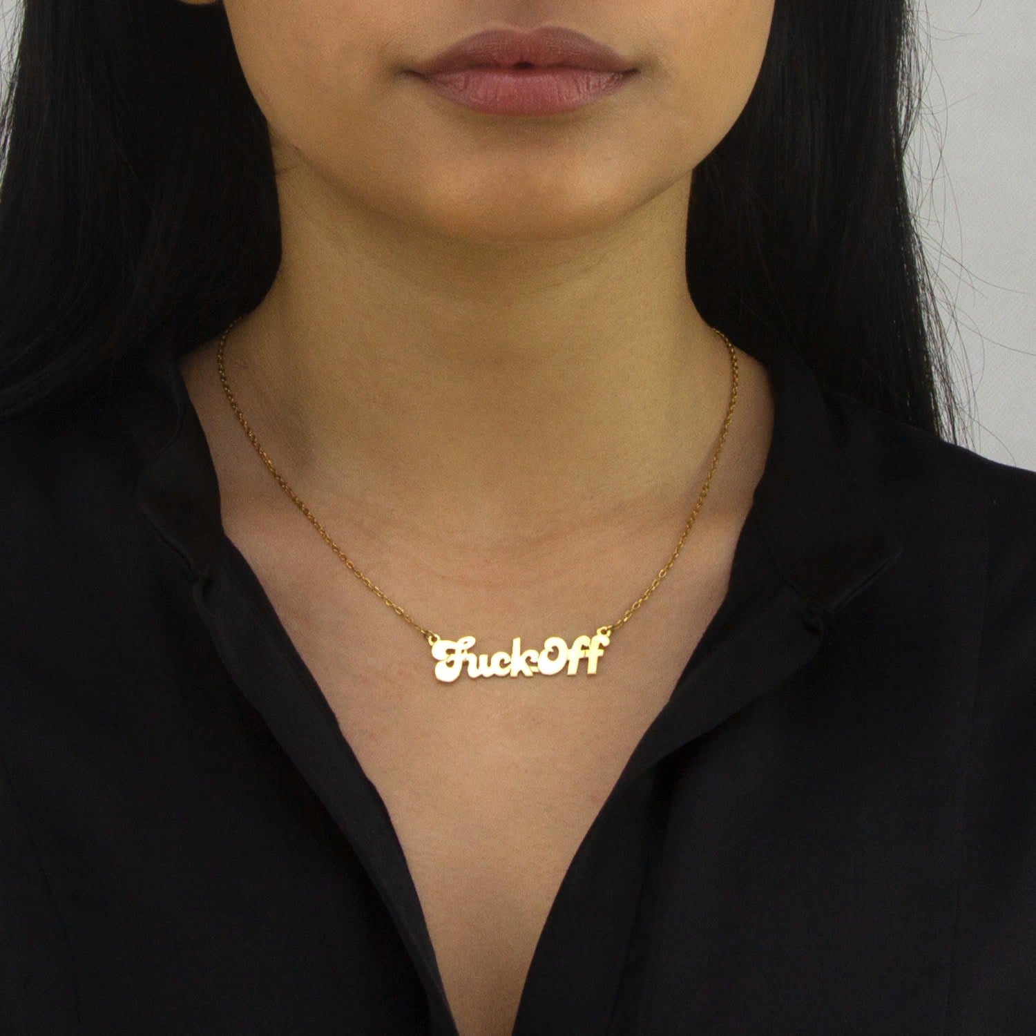 Fuck Off Necklace 18Kt Gold-Plated Silver