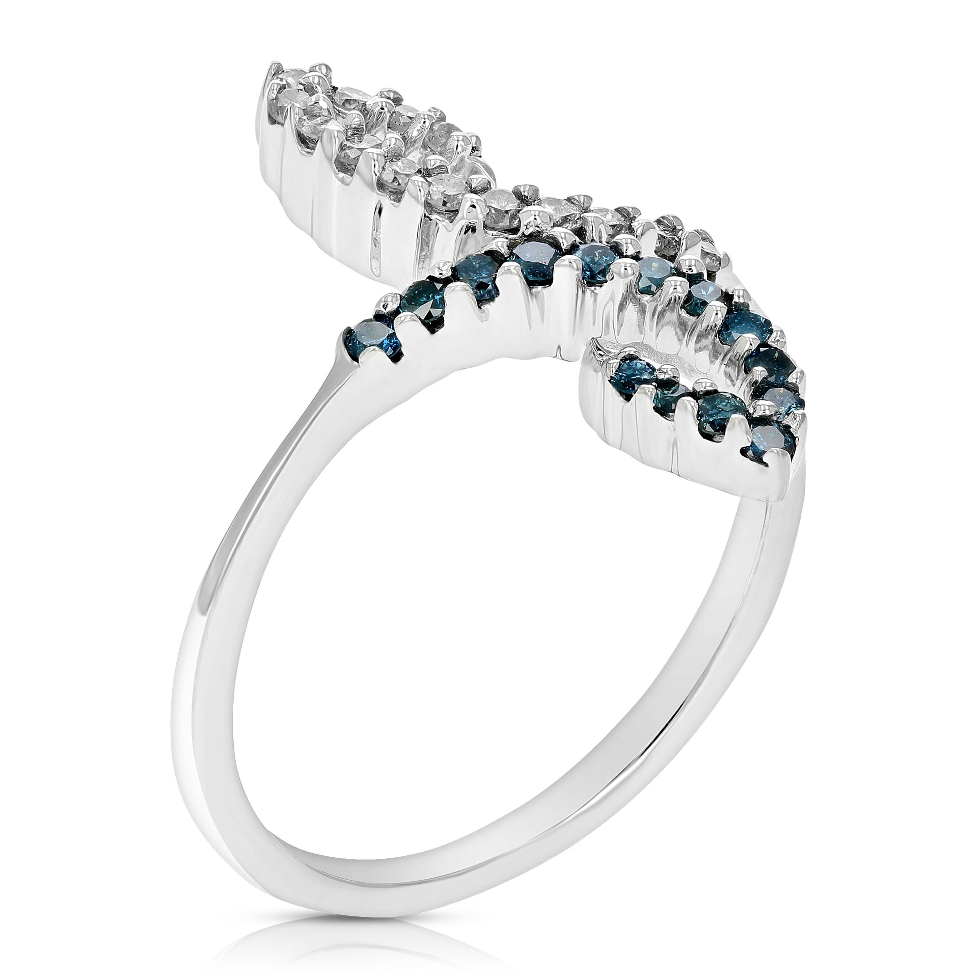 2/5 cttw Blue Diamond Ring Fashion Round 10K White Gold
