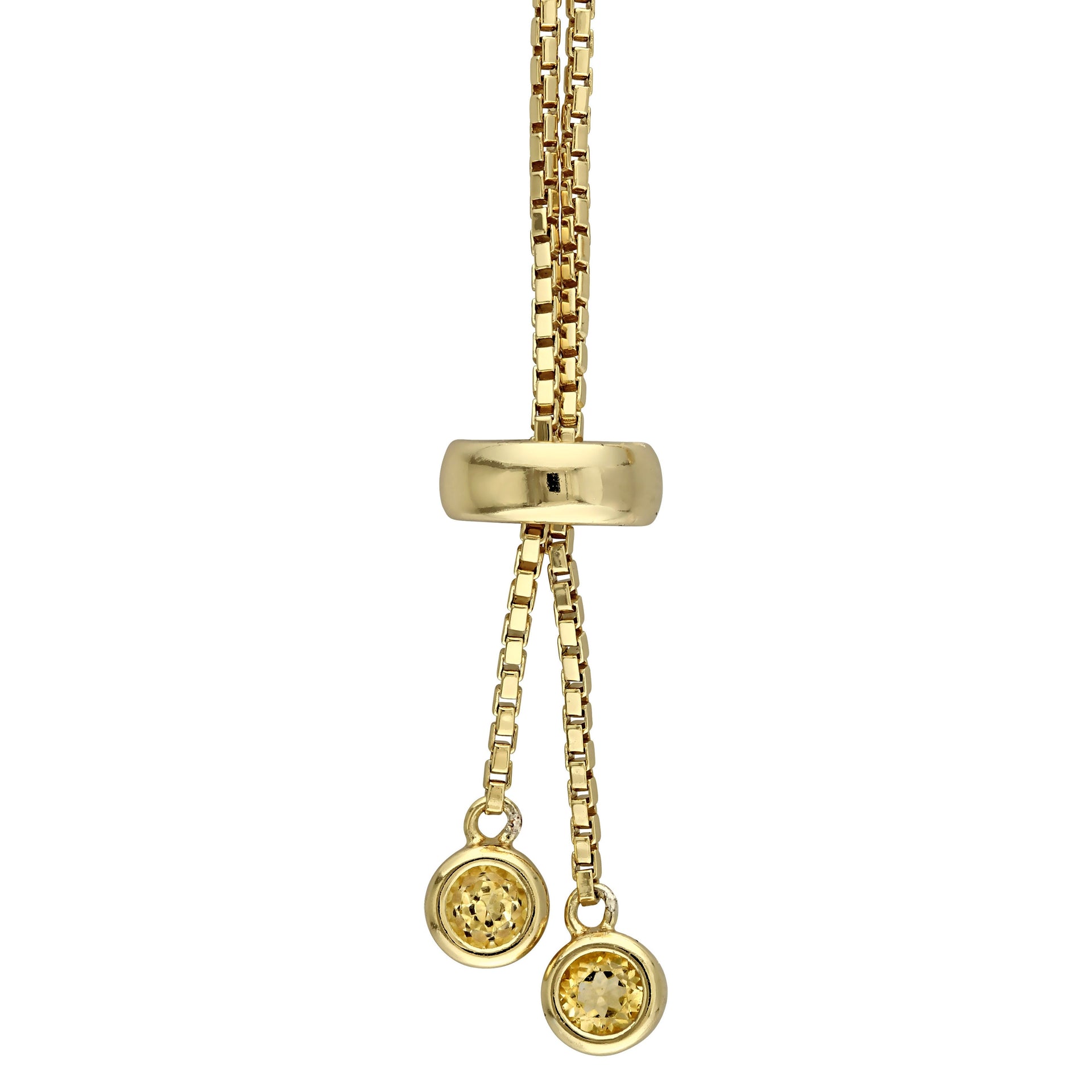 2 4/5 CT TGW Citrine Tassel Bolo Bracelet in Yellow Plated Sterling Silver