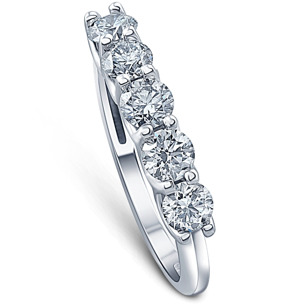 1Ct T.W. Five Stone Diamond Wedding Ring 14k White or Yellow Gold Lab Grown