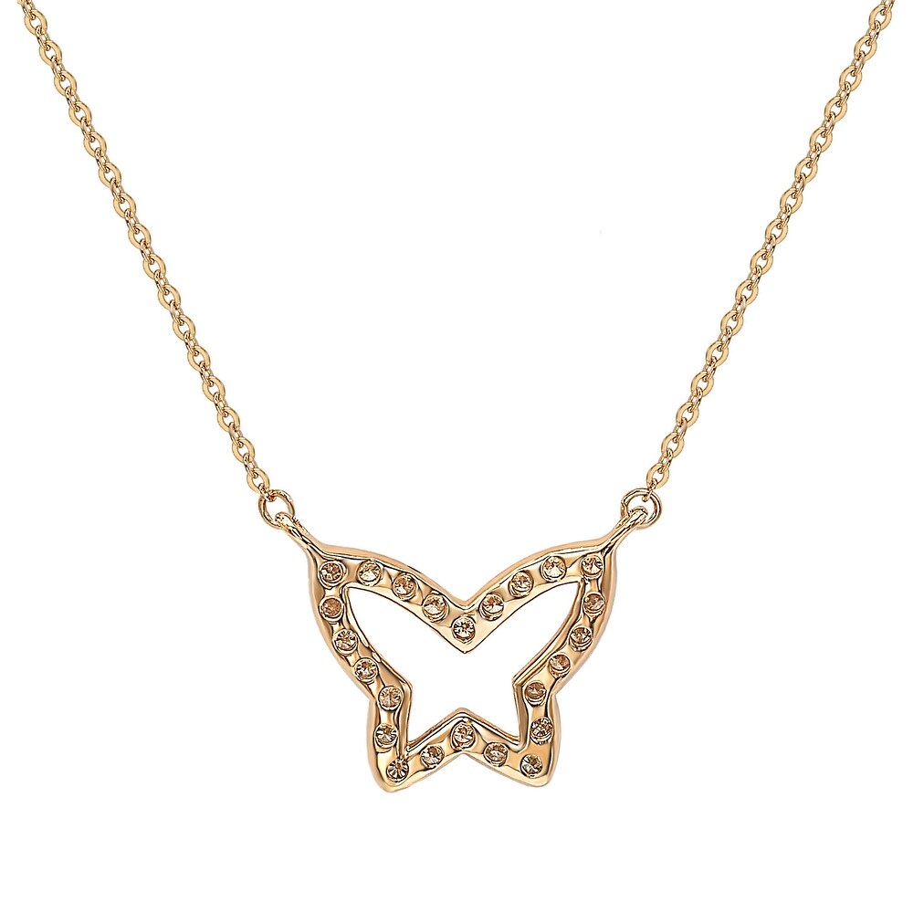 Suzy Levian 14K Rose Gold 0.30cttw Diamond Butterfly Necklace