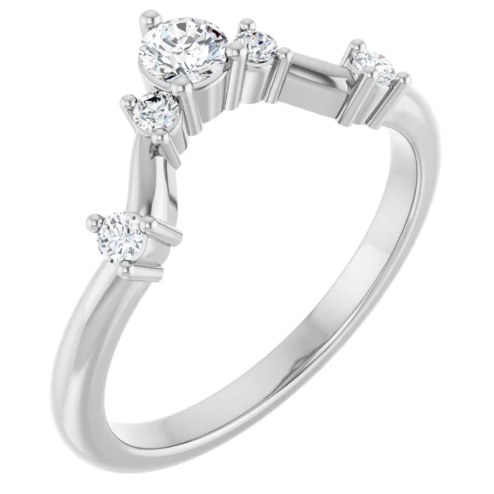 1/2 ct Diamond V Shape Contour Wedding Guard Ring Lab Grown 14k Gold