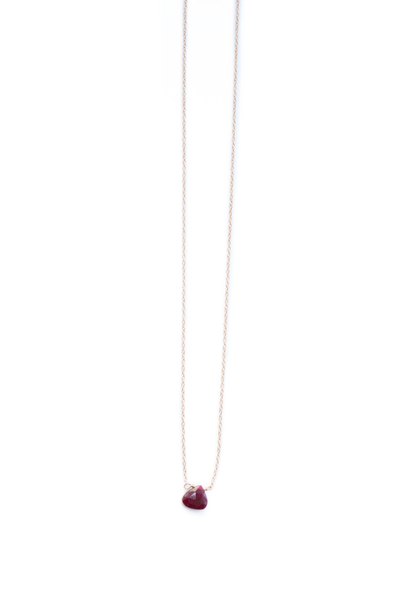 Stephanie Delicate Drop Demi Fine Necklace in Ruby