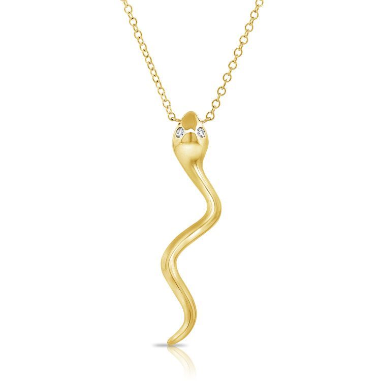 14k YG 2.32GR SNAKE PENDANT 2 DIAMONDS 0.02C