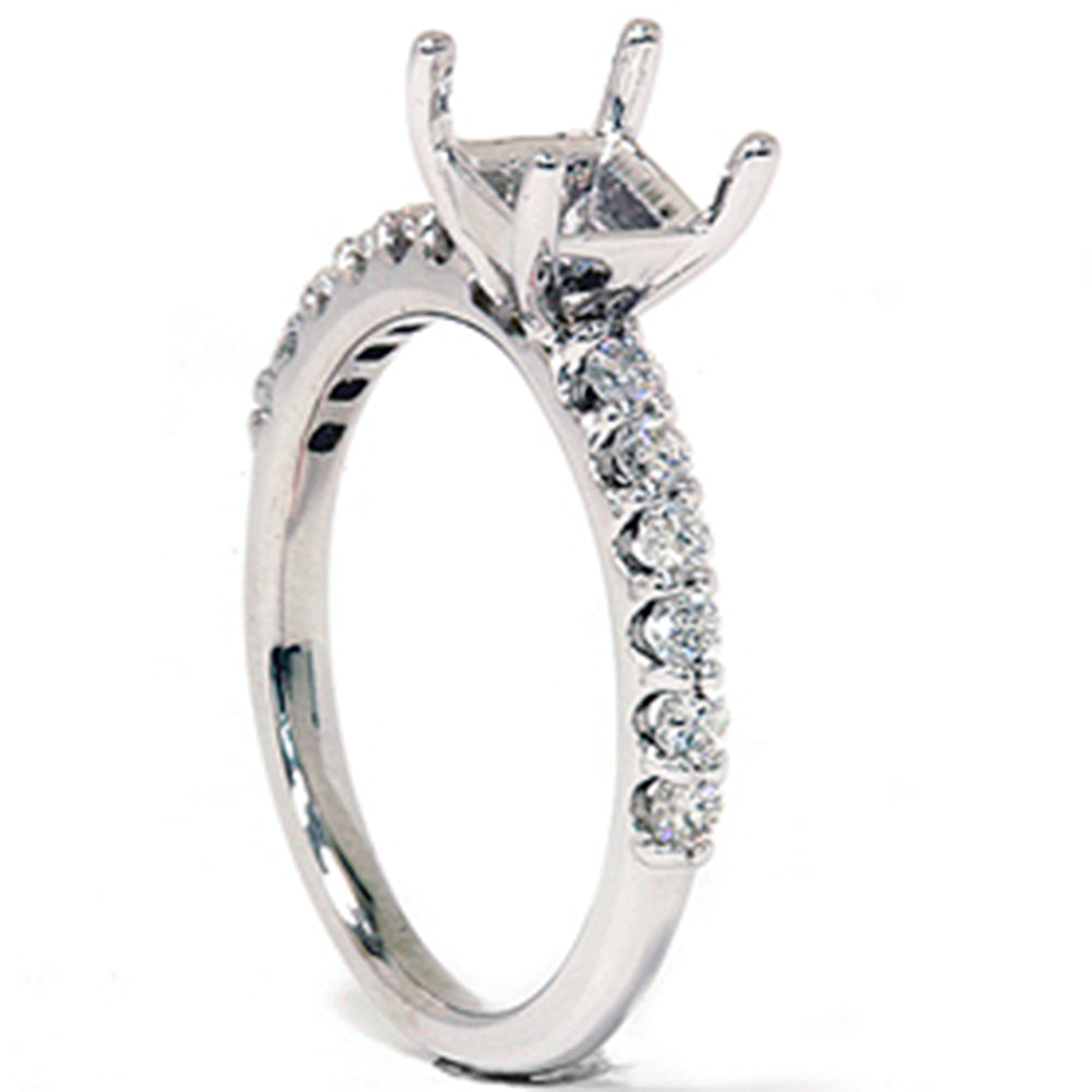 1/2 CT Half Eternity Diamond Ring Setting 14K White Gold