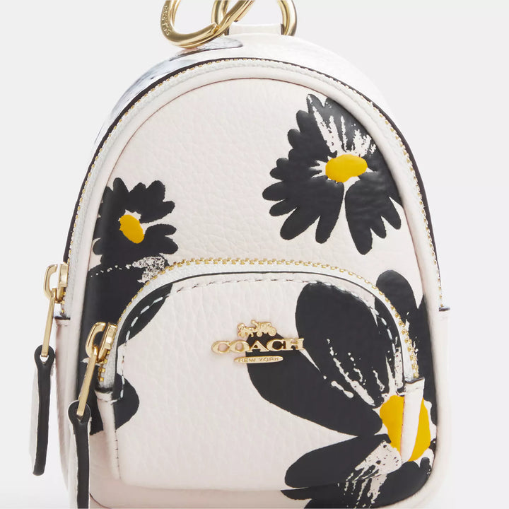 Coach Mini CZ605 Court Backpack Bag Charm With Floral Print