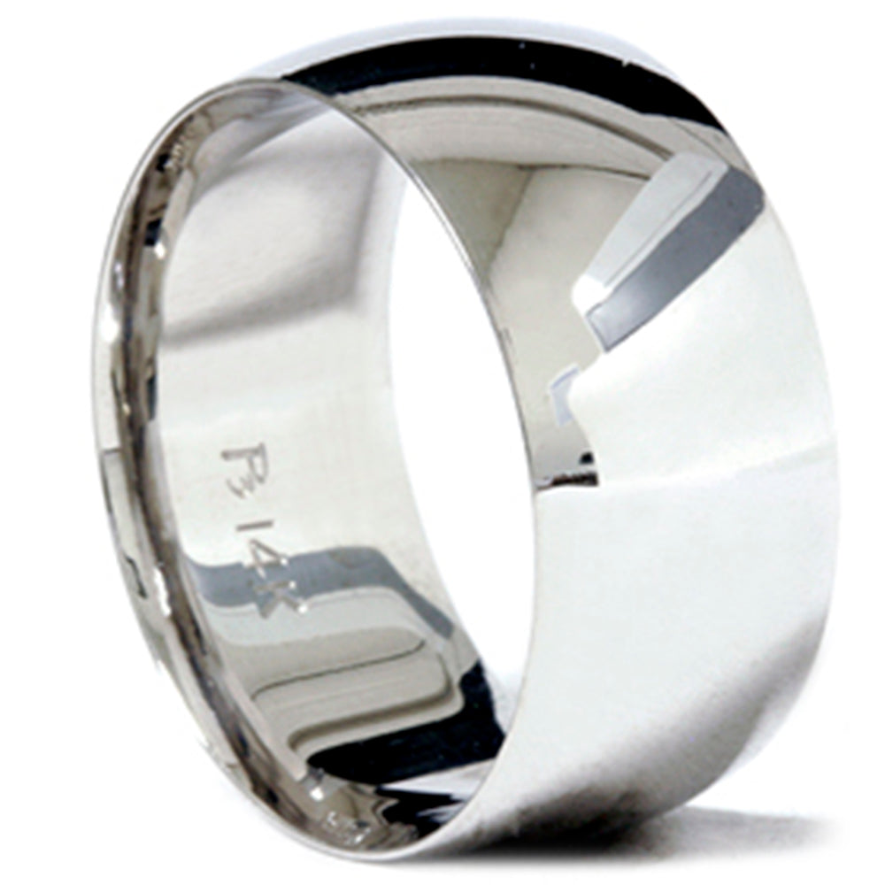10mm High Polished Wedding Band 14K White Gold Size Selectable