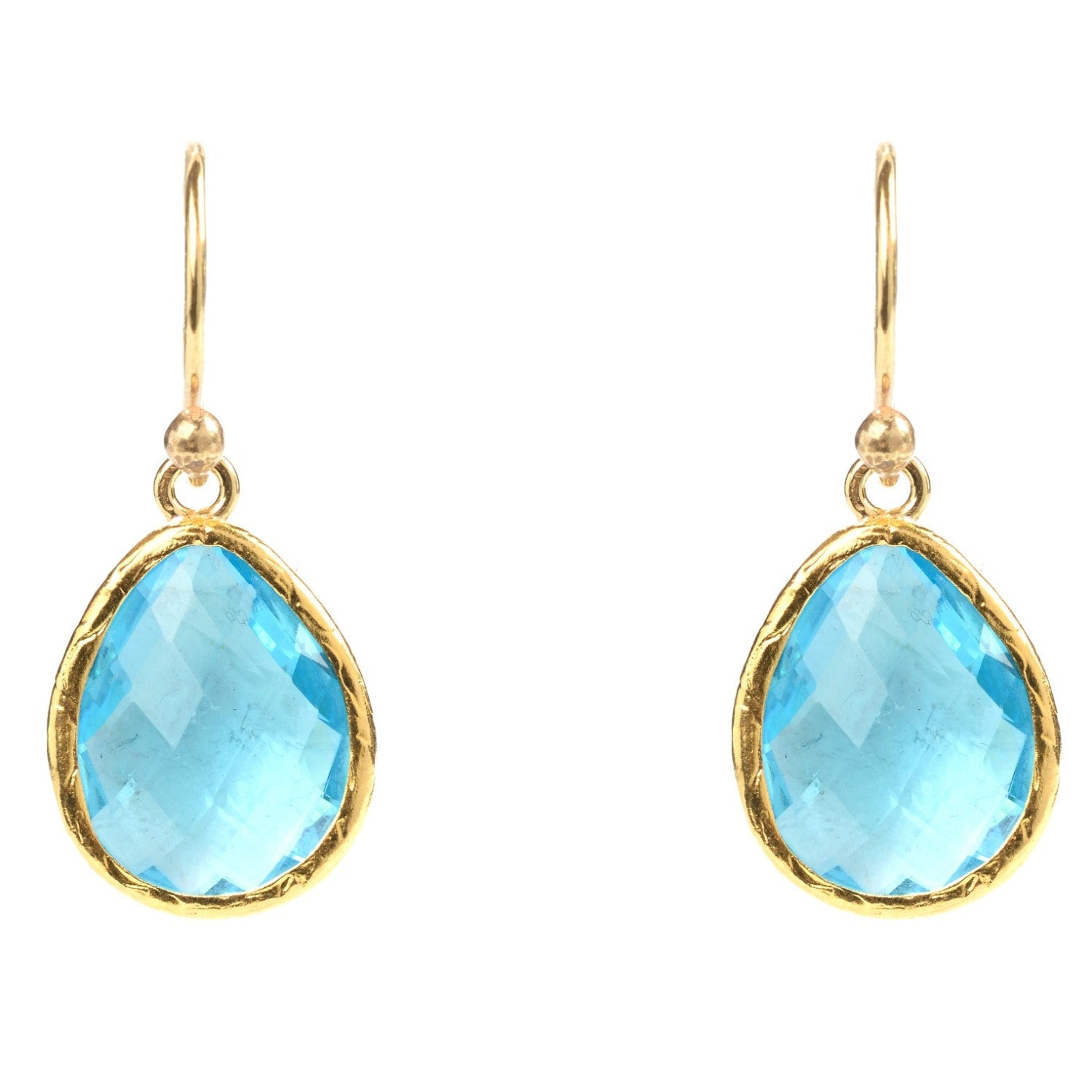 Petite Drop Earrings Blue Topaz Hydro Gold