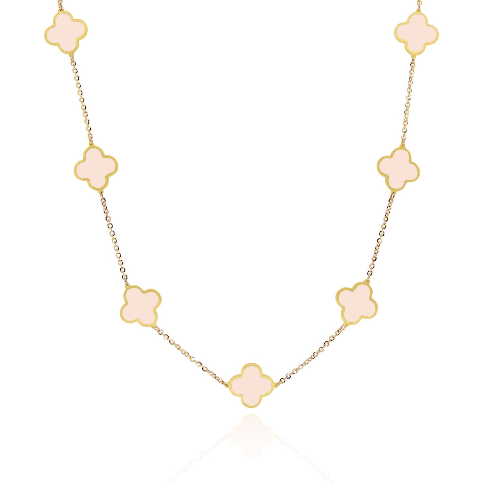 Small Pink Pearl Clover Necklace