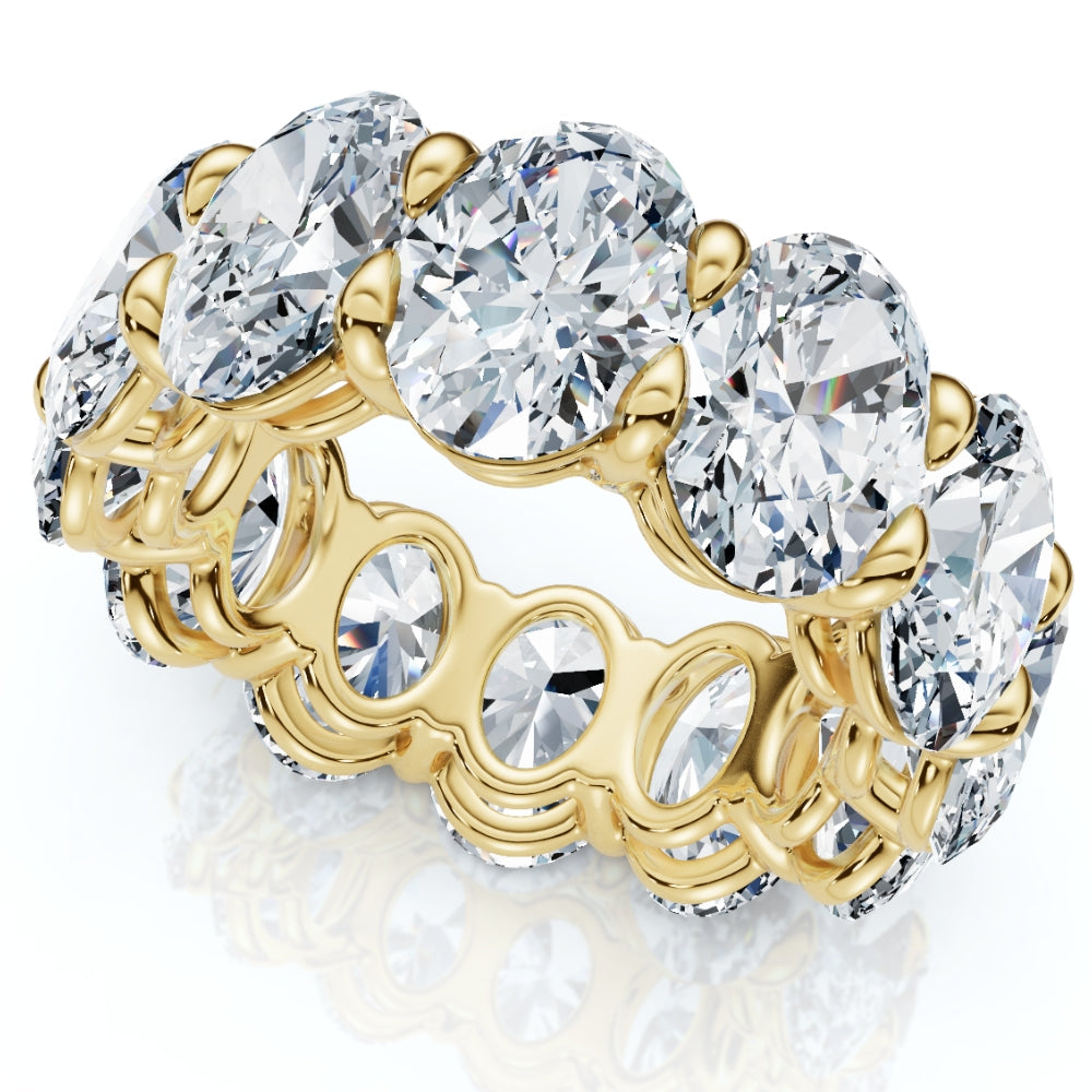 12ct Oval Diamond Eternity Ring 14k Gold Or Platinum Wedding Band Lab Grown