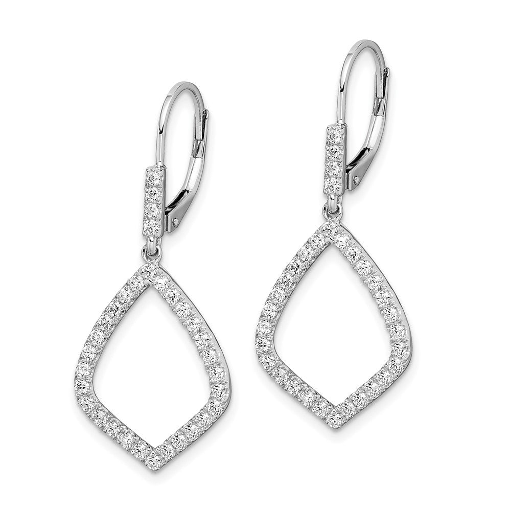 14K White Gold 3/4 CT Lab Grown Diamond Teardrop Leverback Earrings VS Clarity G-H Color