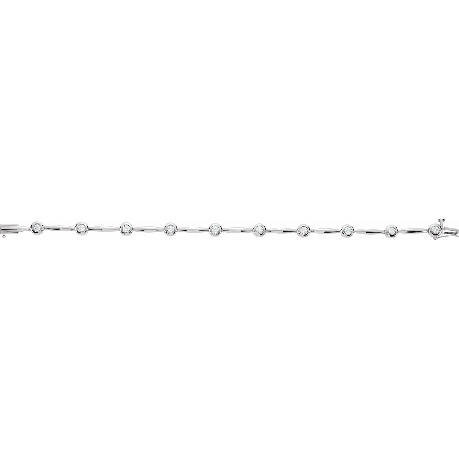 14k White Gold 1 Ctw Lab-grown Diamond Line Bracelet 7.5'