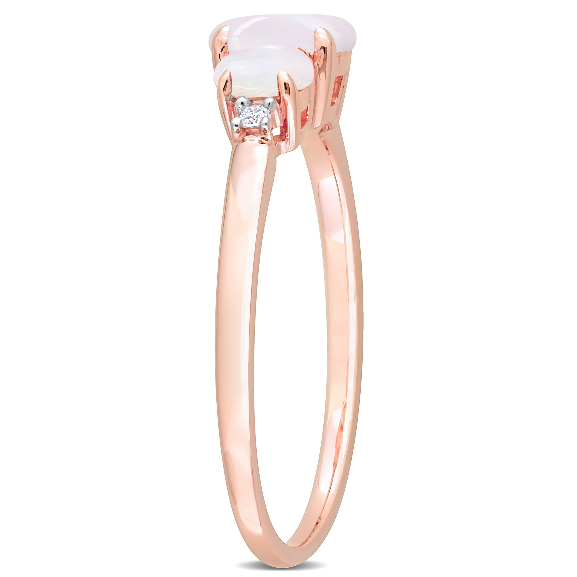 2/5 CT TGW Opal and Diamond Accent 3-Stone Ring in 10K Rose Gold