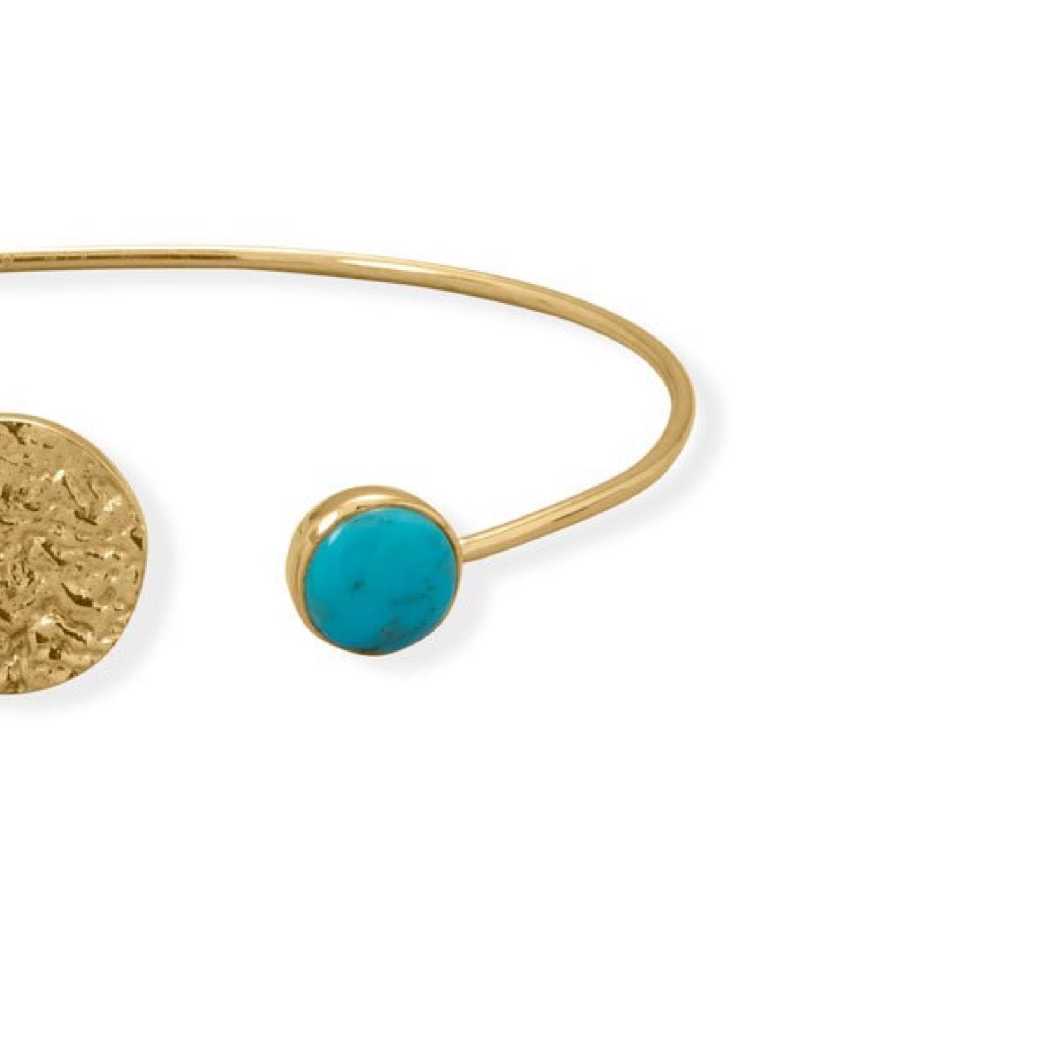 18k Gold Turquoise Disc Cuff Bangle
