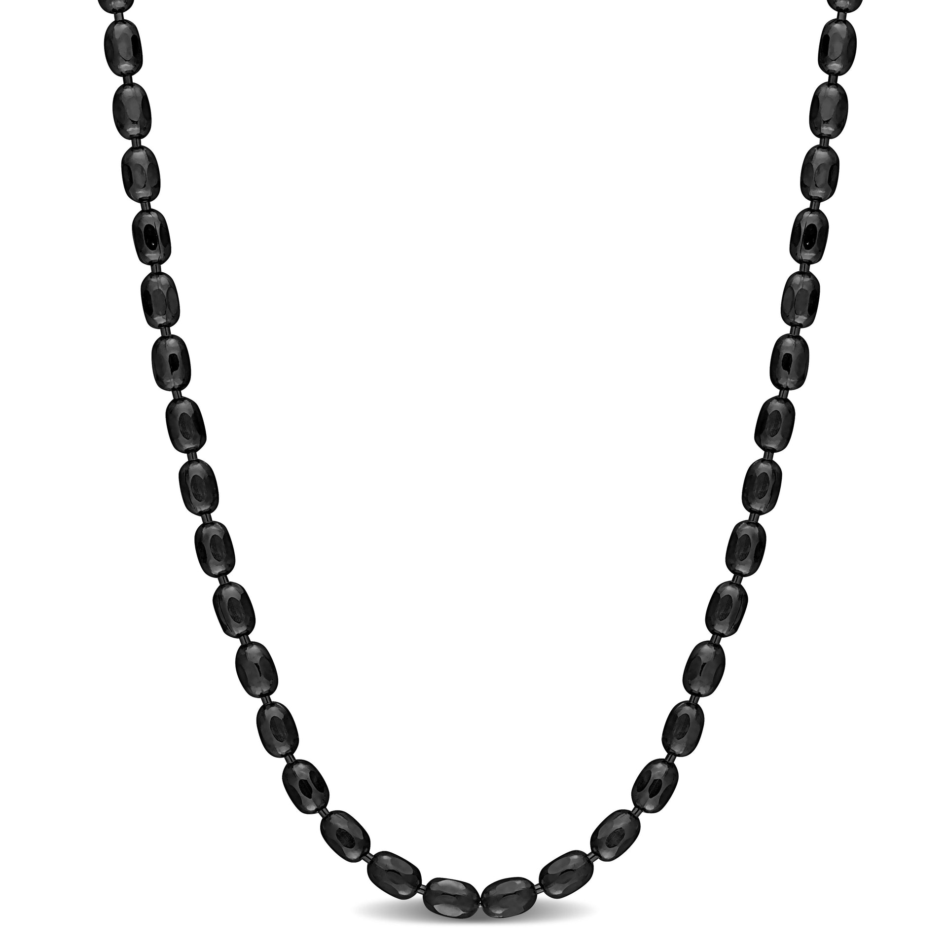 Mimi & Max Oval Ball Chain Necklace in Black Plated Sterling Silver - 16 in