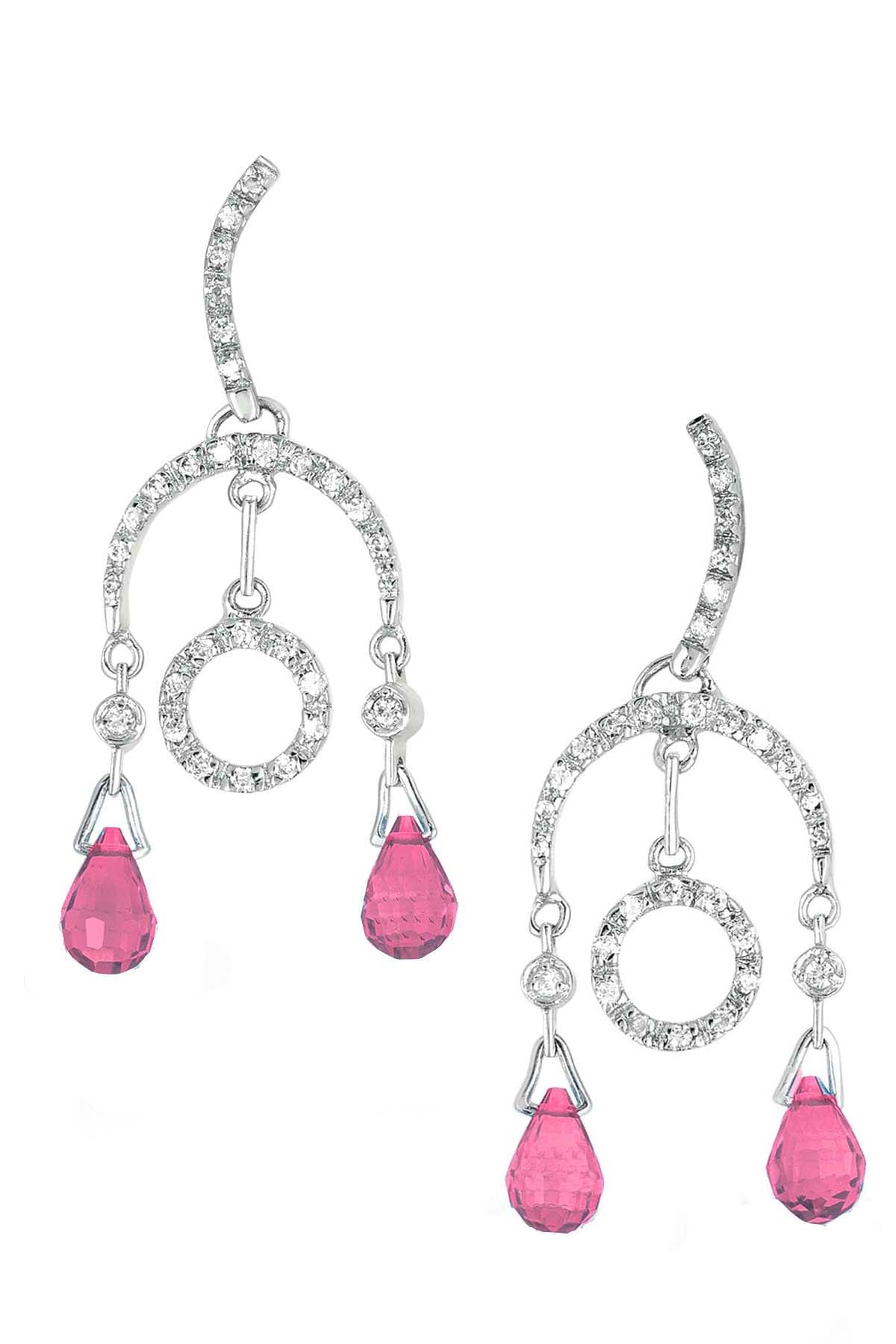 Sterling Silver Pink Cubic Zirconia Drop Earrings