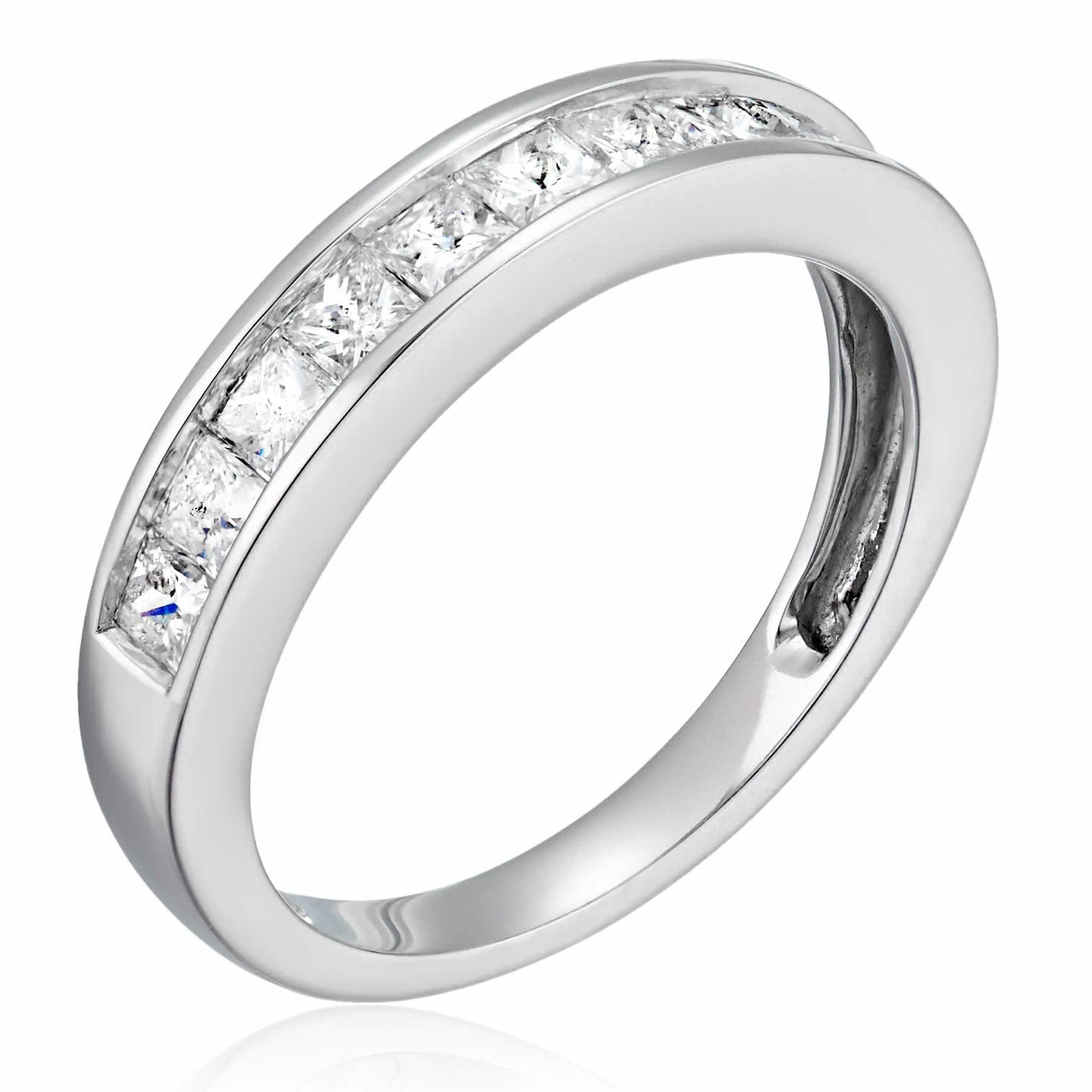 1 Cttw Princess Cut Diamond Wedding Band 14K Gold Channel Set