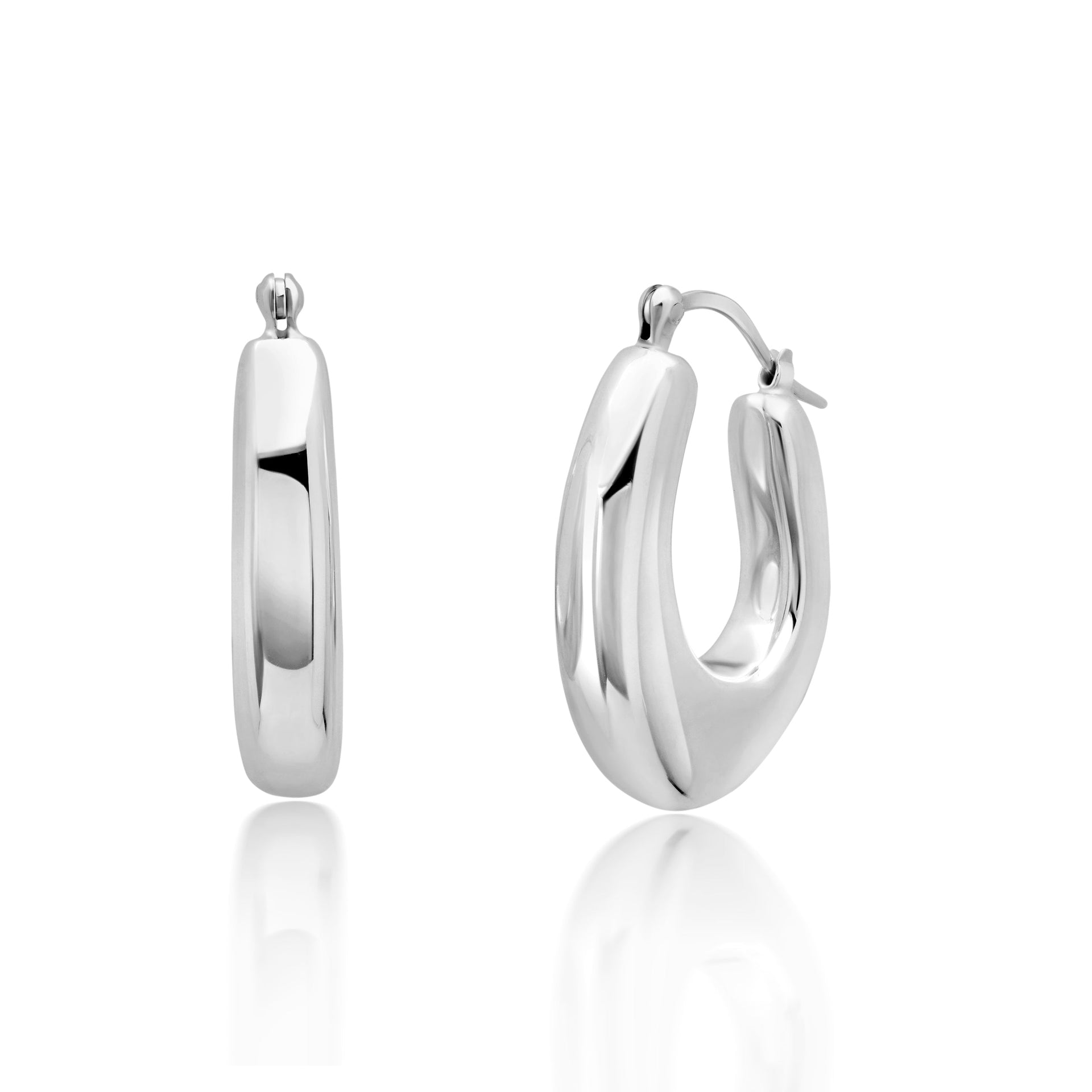 Sterling Silver Oval Polished Morph Hoop Earrings