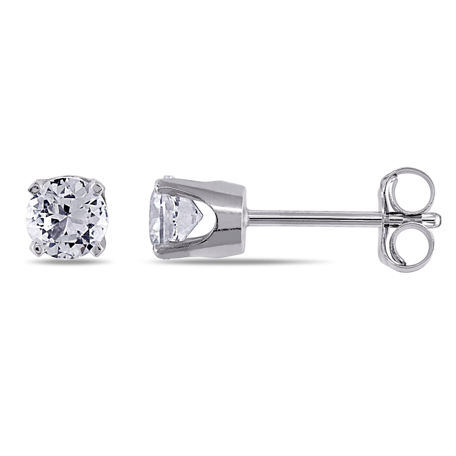 Created White Sapphire Stud Earrings in 10k White Gold