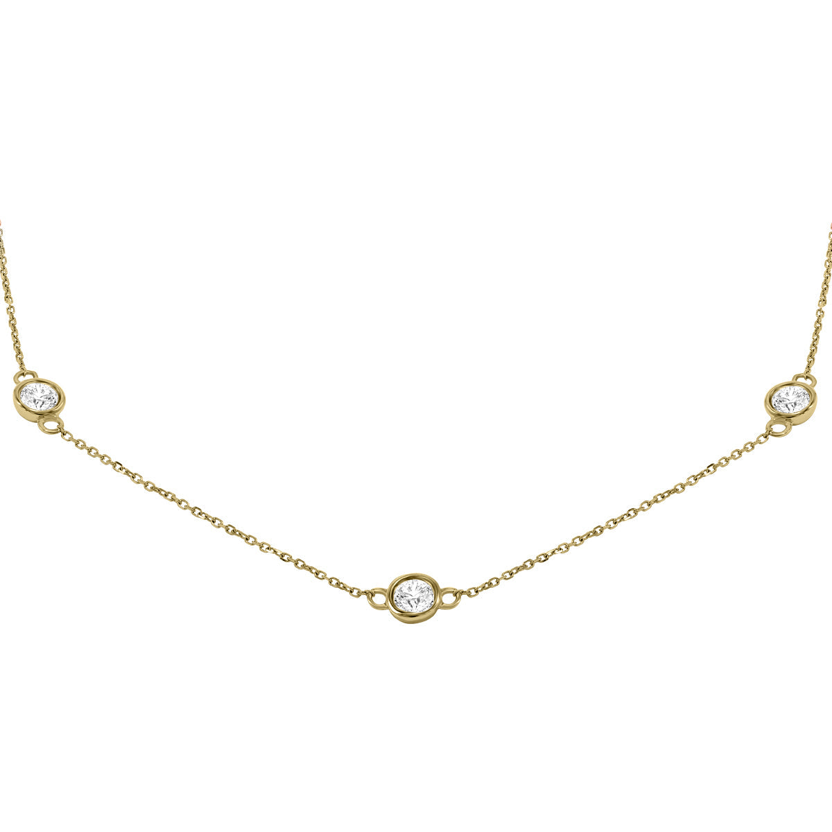 2 Carat Tw Bezel Set Diamond Station Necklace In 14K