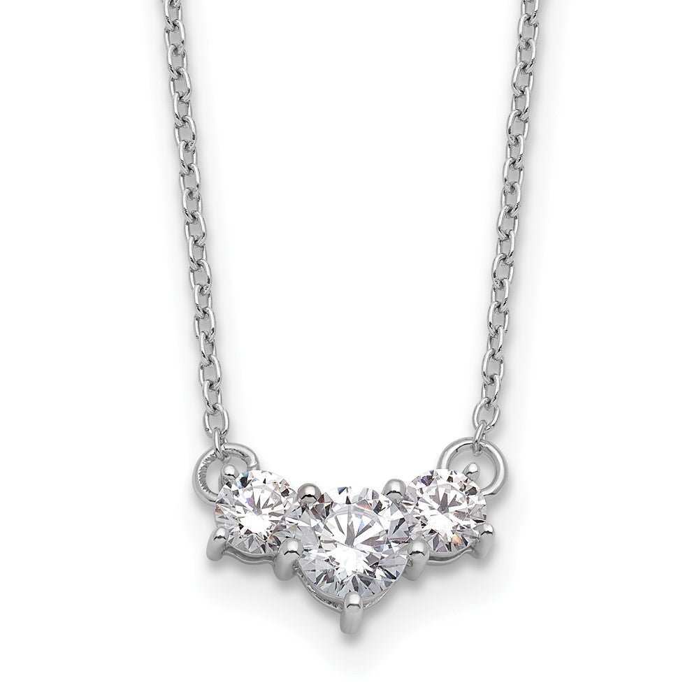 14K White Gold 3/4 CT Lab Grown Diamond 3 Stone Pendant Necklace 18' Clarity VS Color G-H