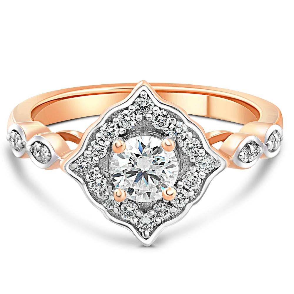 3/4 ct Round Moissanite & Lab Grown Diamond Engagement in Ring Rose or White Gold