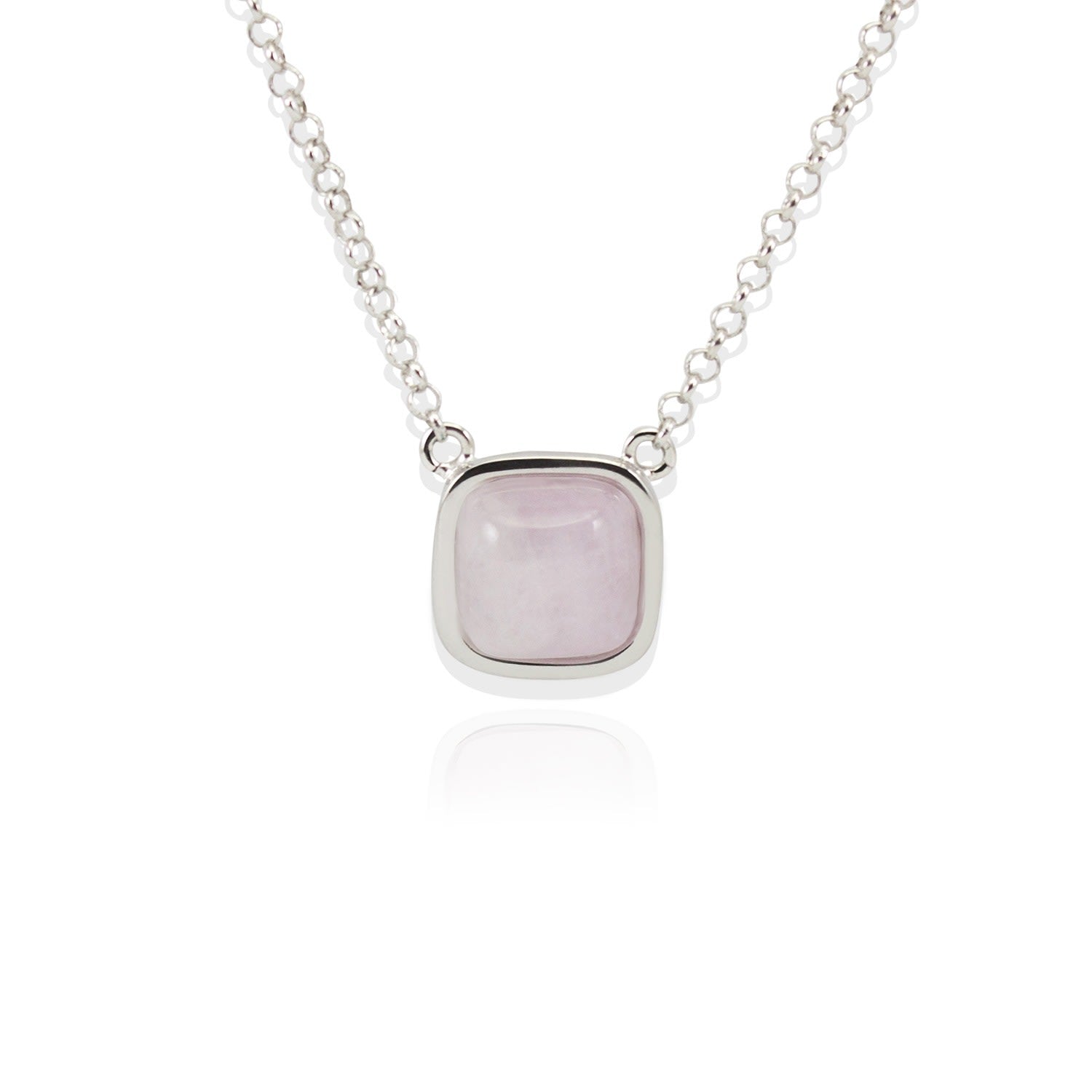 Squircle Sterling Silver Kunzite Necklace