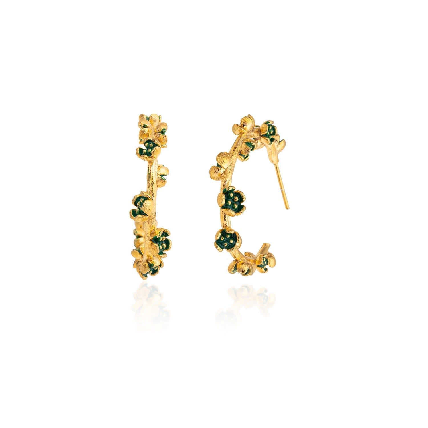 Large Green Flower Hoop Earrings