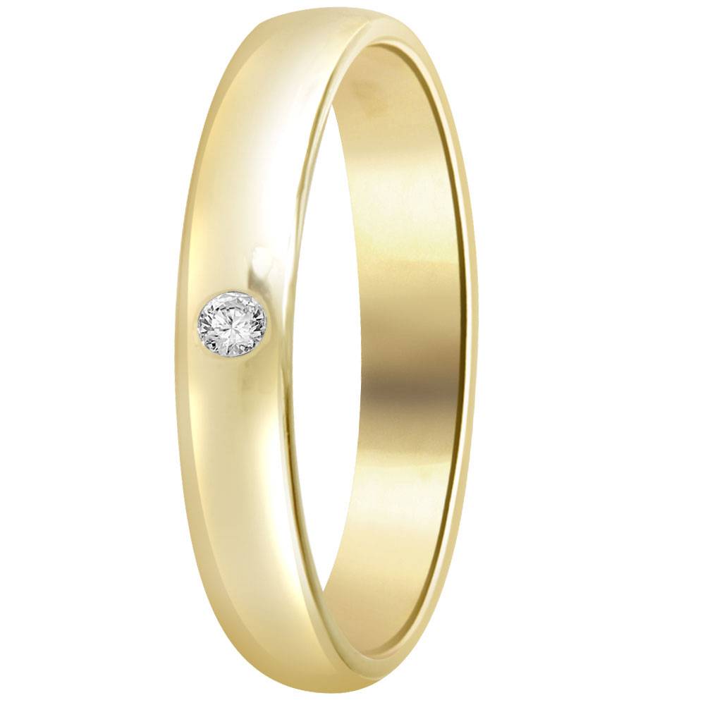 Bezel Solitaire Diamond Engagement Promise Gold Ring