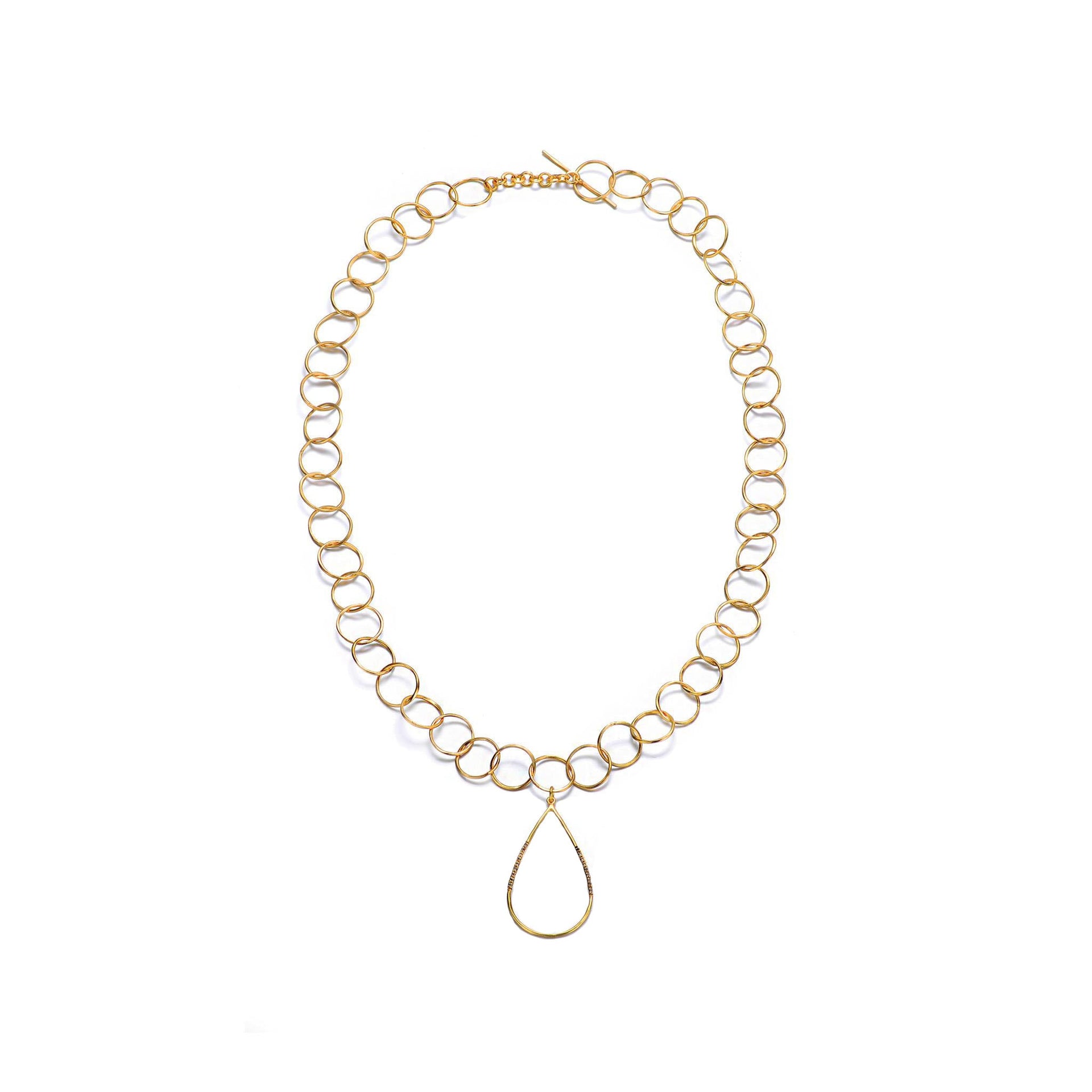 Sterling Silver Gold Plated Cubic Zirconia Chain Necklace
