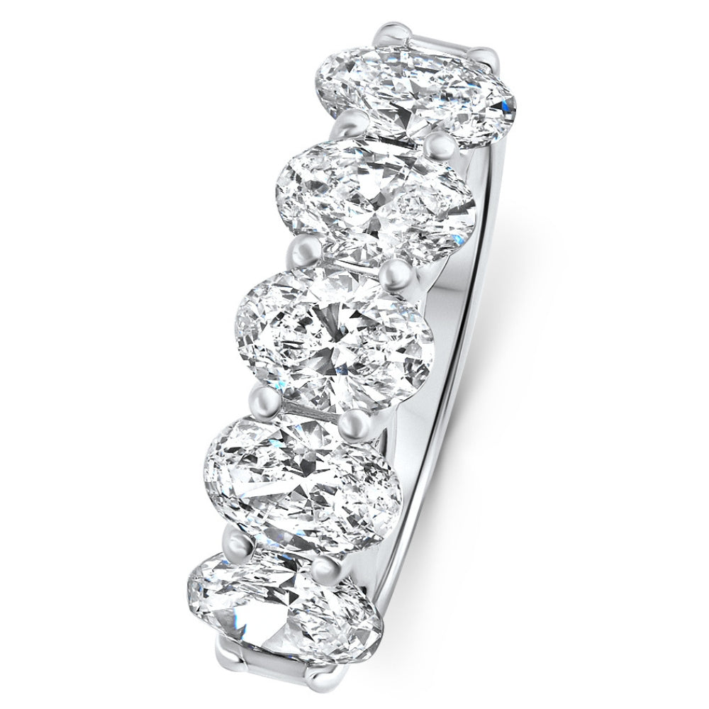 3Ct Oval Shaped Diamond Five Stone Wedding Ring 14k Gold Lab Grown