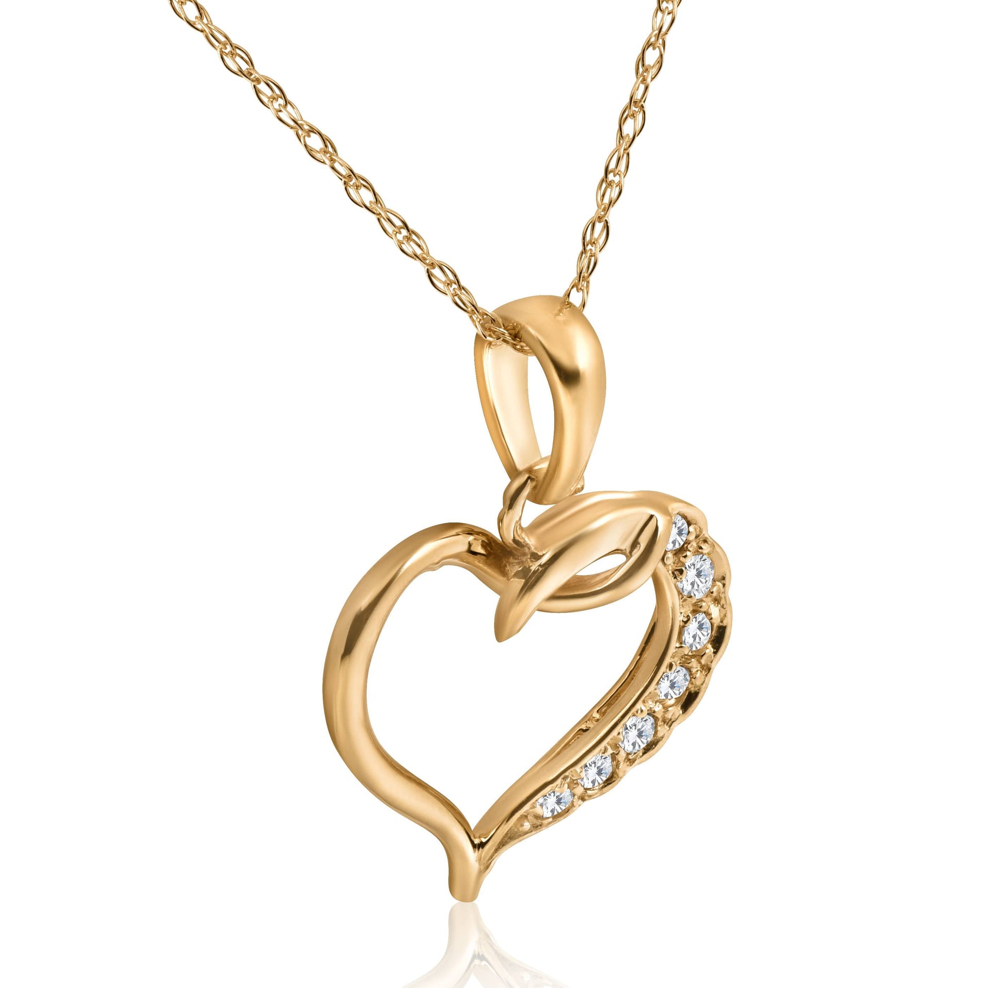 1/5ct Diamond Heart Pendant 14K Yellow Gold