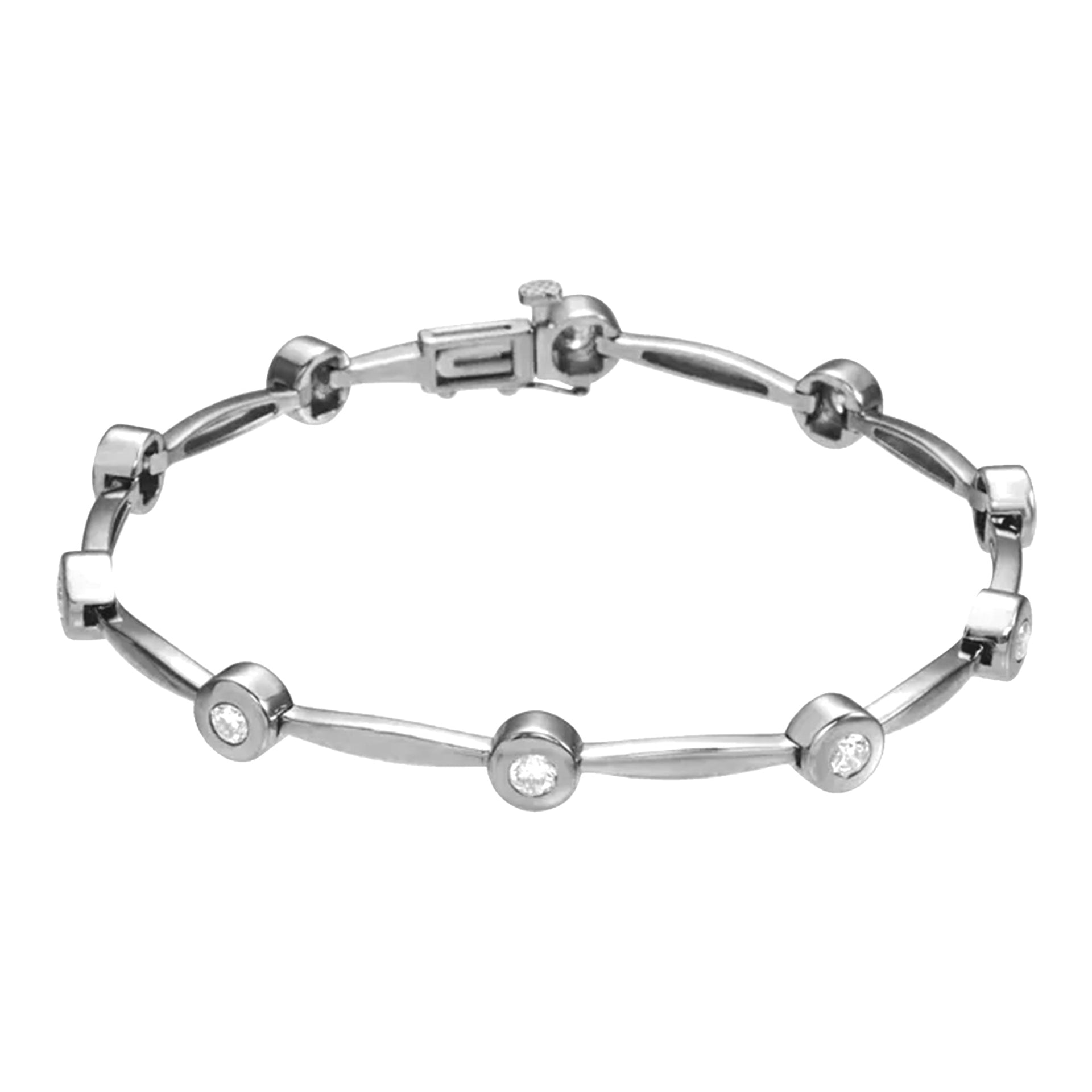 14k White Gold 1 Ctw Lab-grown Diamond Line Bracelet 7.5'