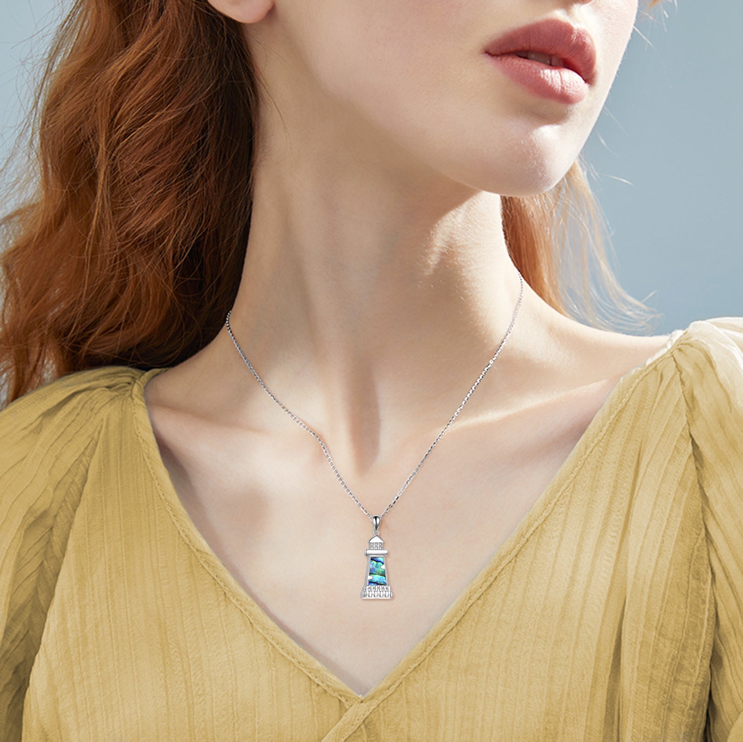 Sterling Silver Abalone Shellfish Lighthouse Urn Necklace for Ashes