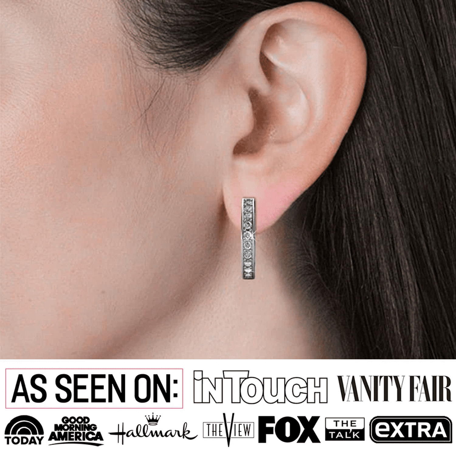 Viviana 18k White Gold Plated 17mm Hoop Earrings with Swarovski Crystals