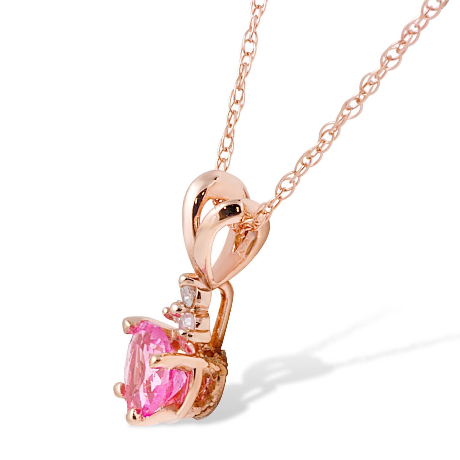 1/2 CT Diamond & Pink Sapphire Heart Pendant in 14K Yellow, White, or Rose Gold