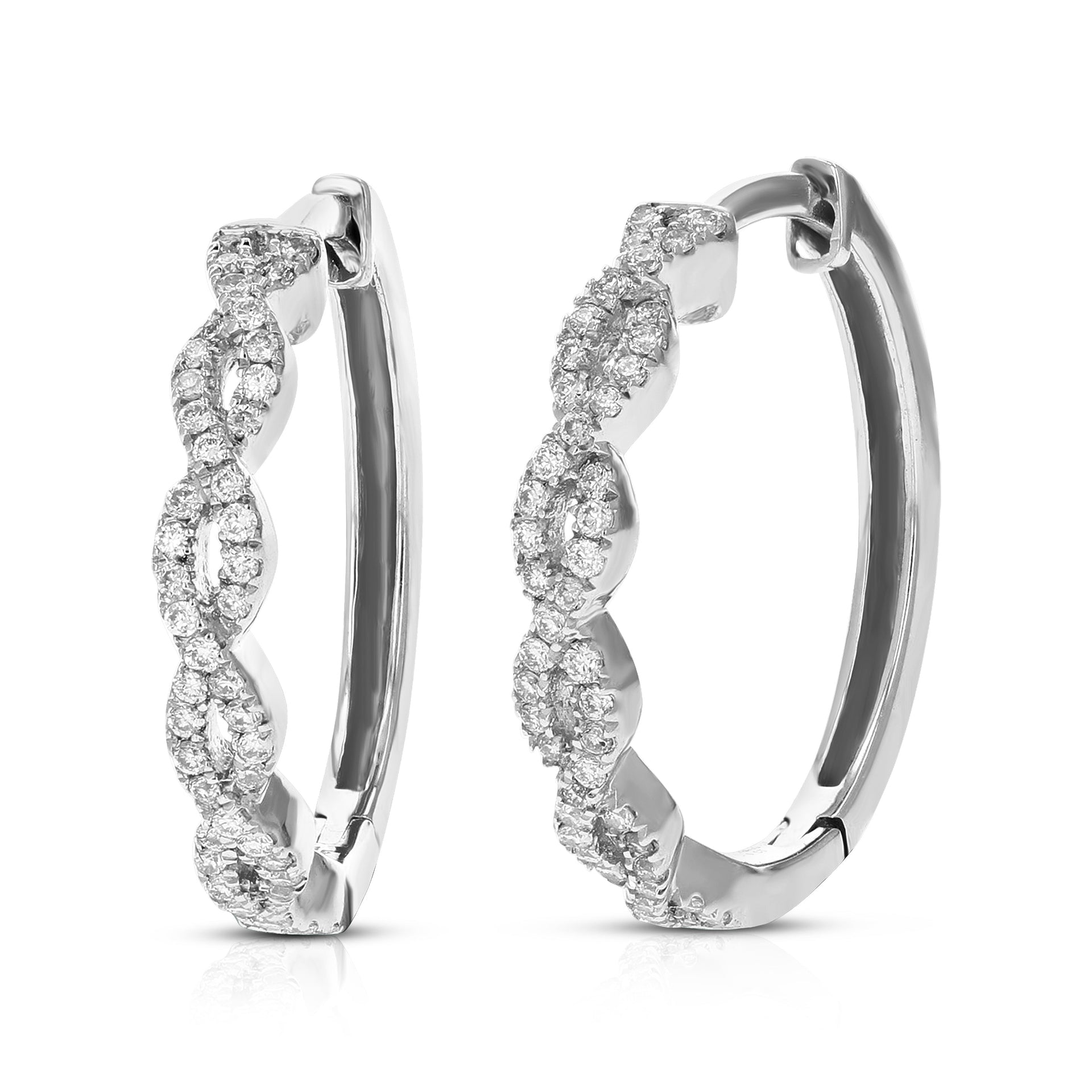 1/4 cttw Round Cut Lab Grown Diamond Hoop Earrings in .925 Sterling Silver Prong Set 3/4 Inch