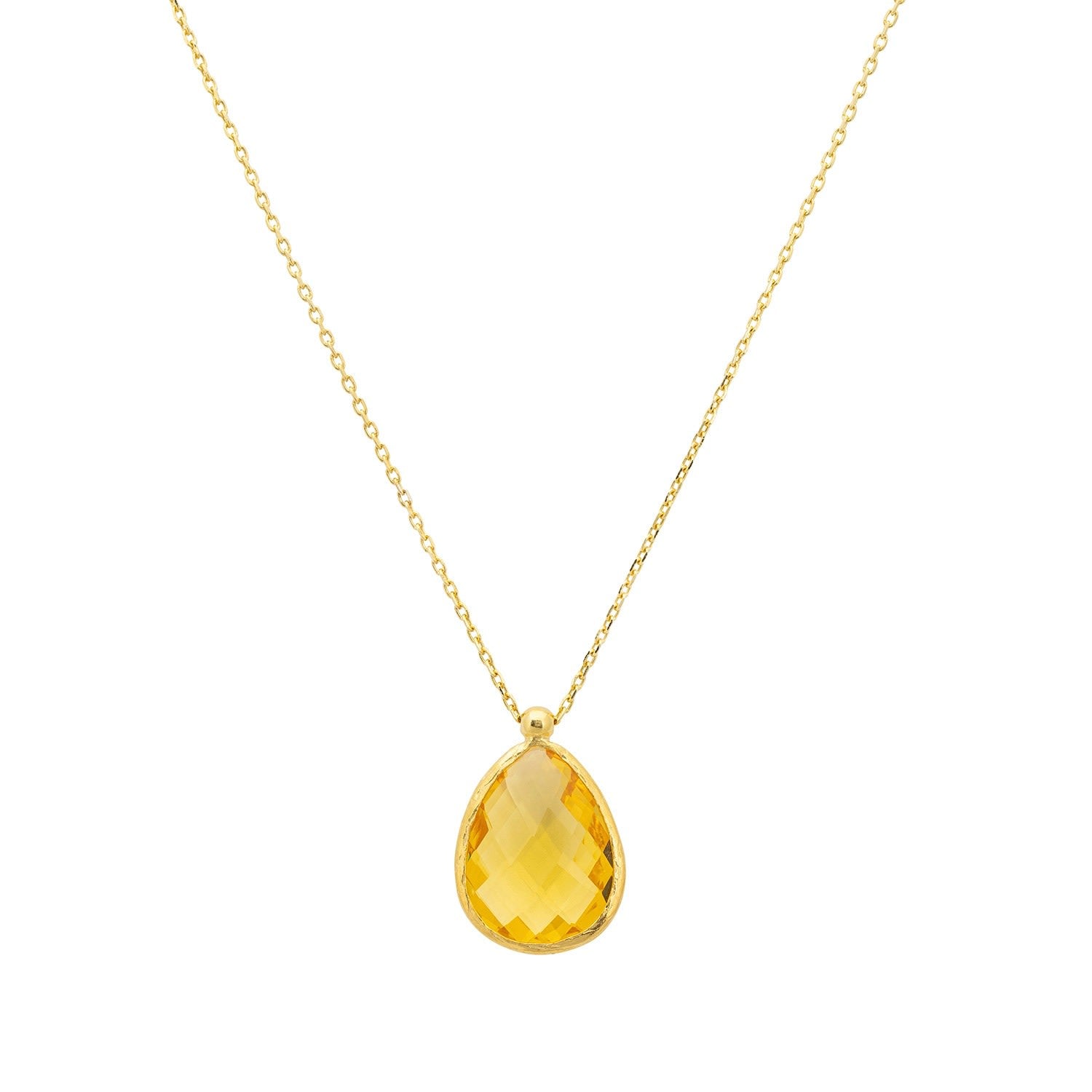 Petite Drop Necklace Gold Citrine Hydro
