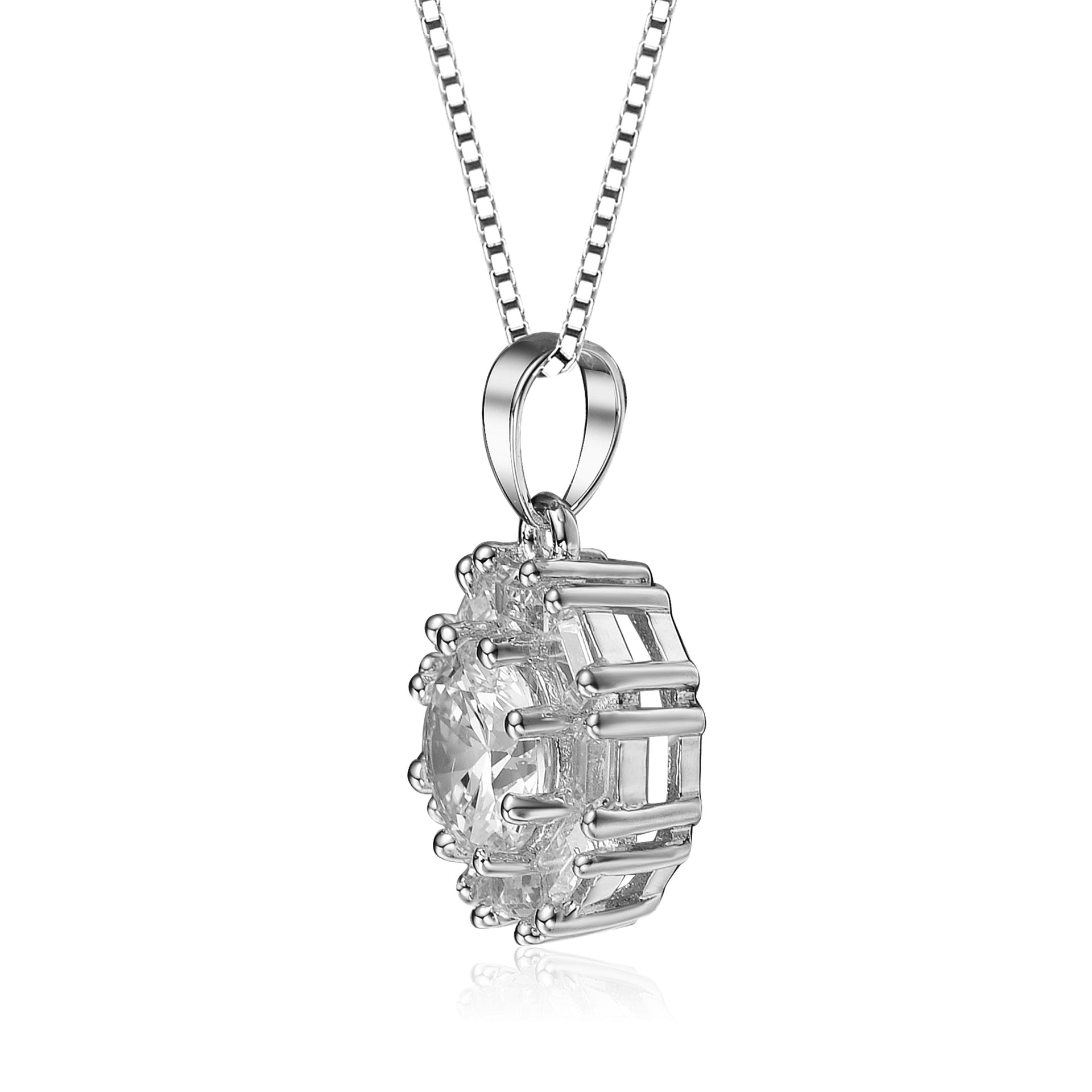Cz Sterling Silver Rhodium Plated Pendant