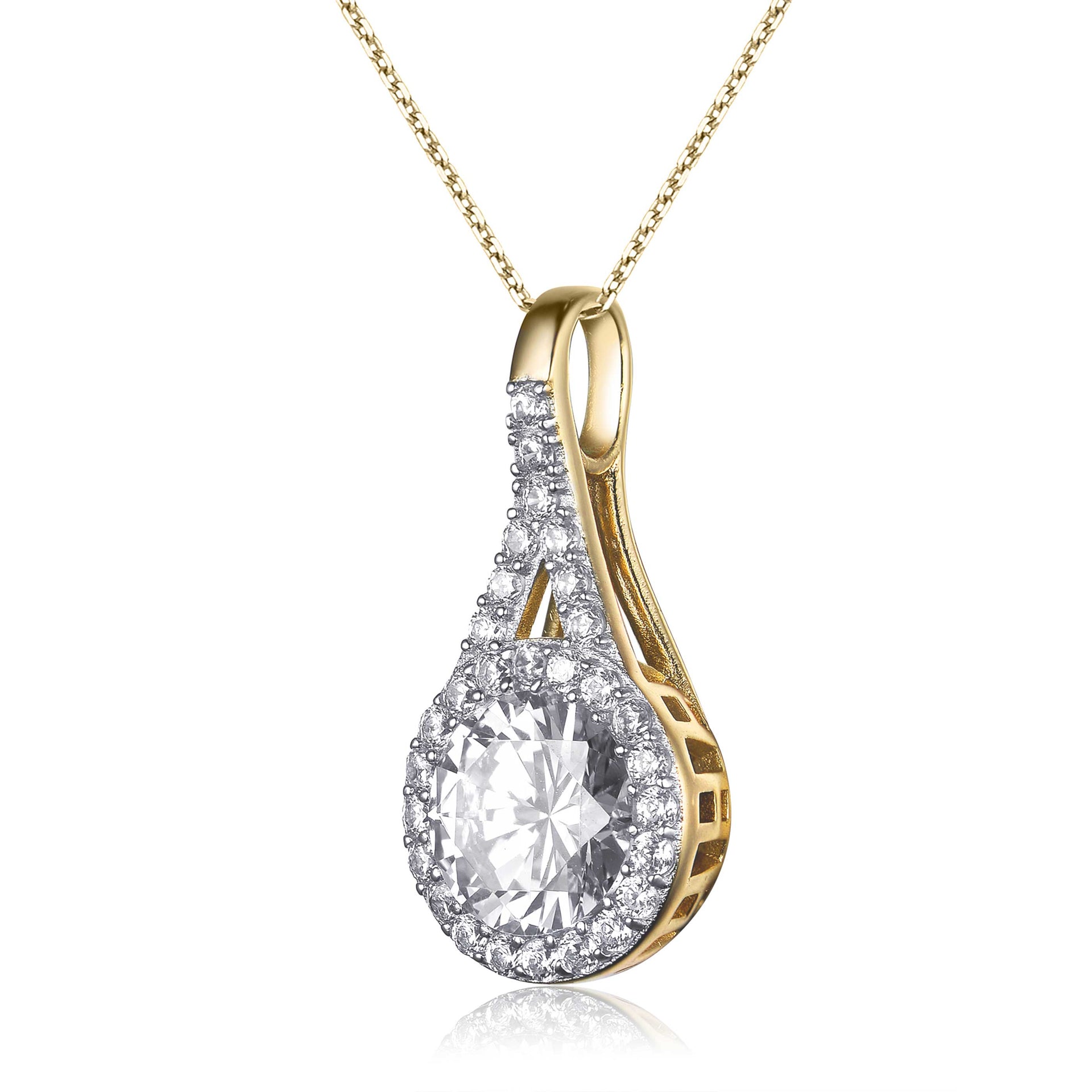 Cz Sterling Silver Gold Plated Pendant