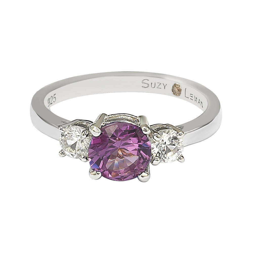 Suzy Levian Sterling Silver Pink Sapphire & Diamond Accent Engagement Ring