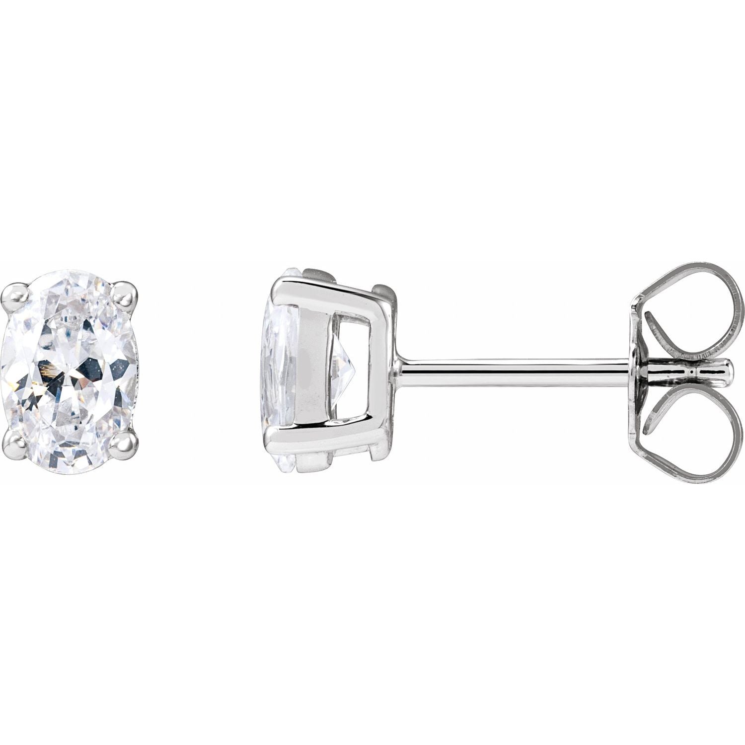 14K White Gold 3/4ct Lab-grown Diamond Stud Earrings Clarity SI Color G-H