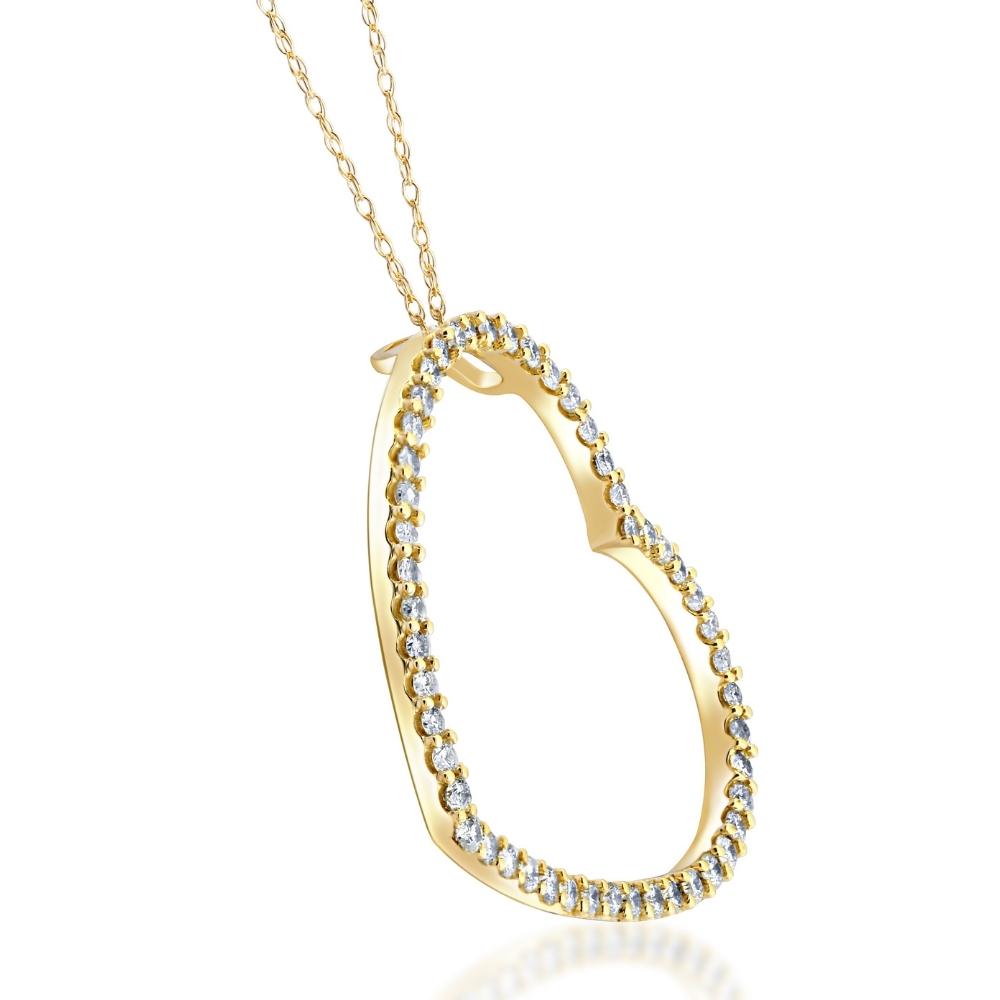 1ct Diamond Large Heart Shaped Pendant 10k Yellow Gold