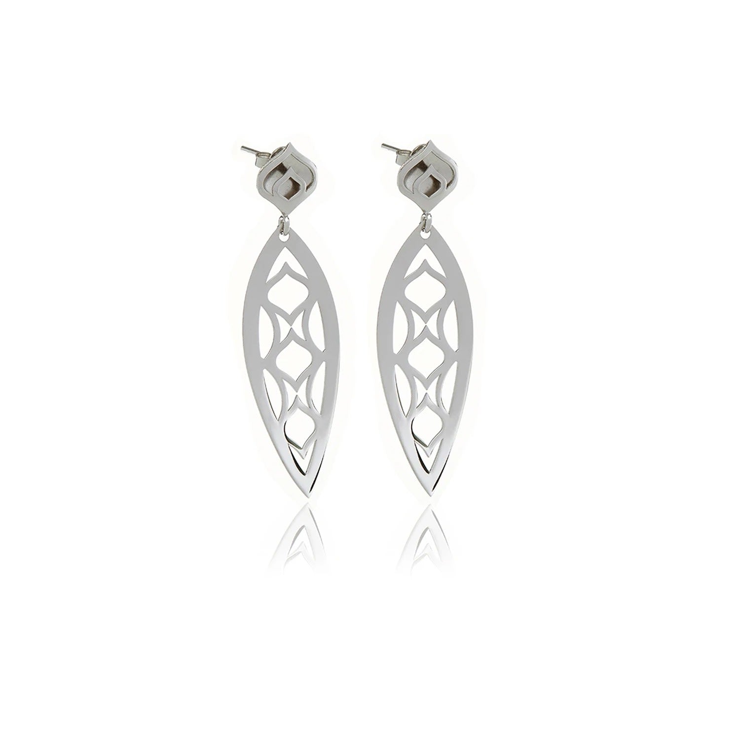 Silver One Leaf Chandelier Line Earrings
