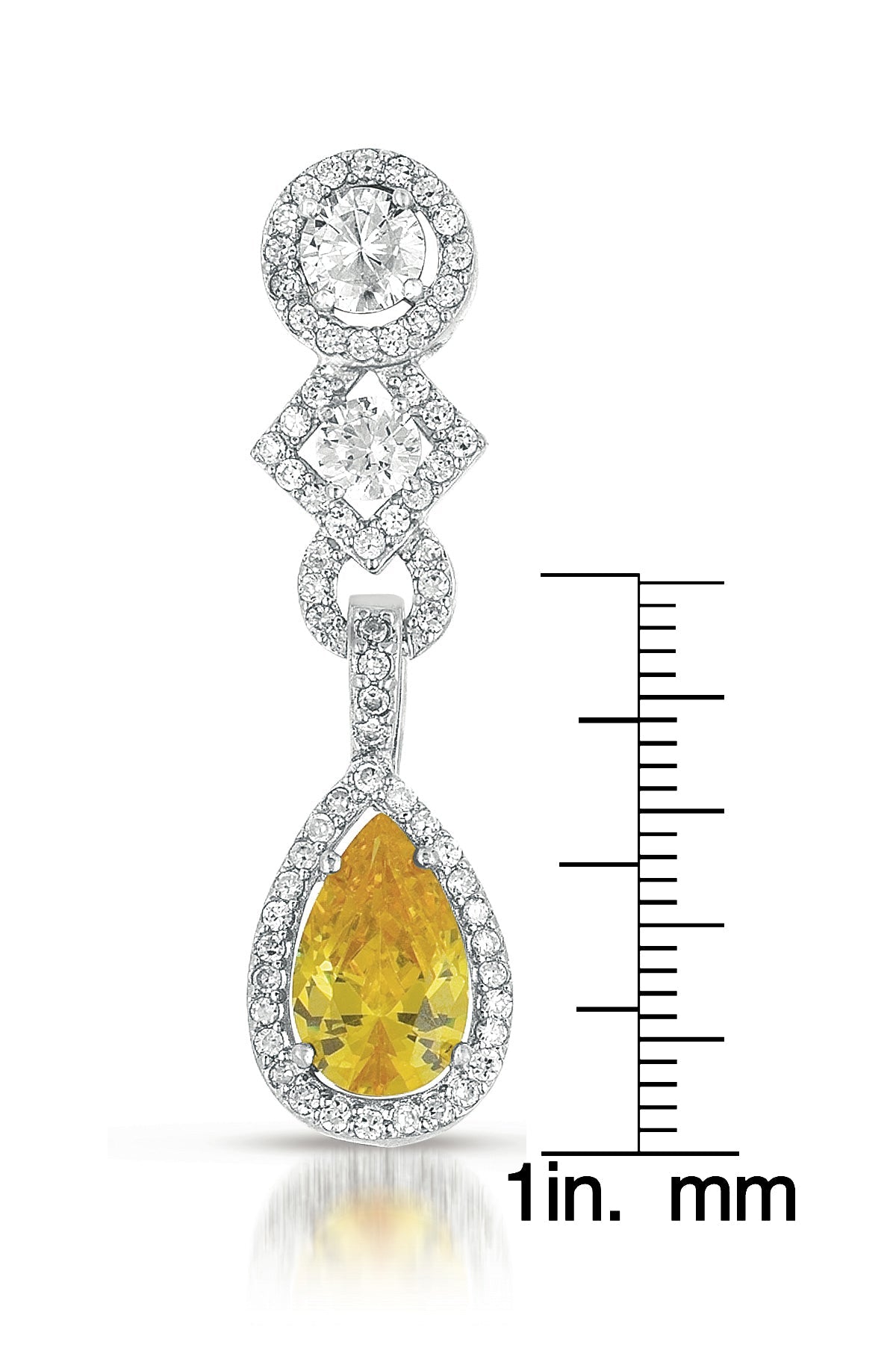 Cubic Zirconia Sterling Silver Yellow, red, green or Clear Cubic Zirconia Dangle Earrings