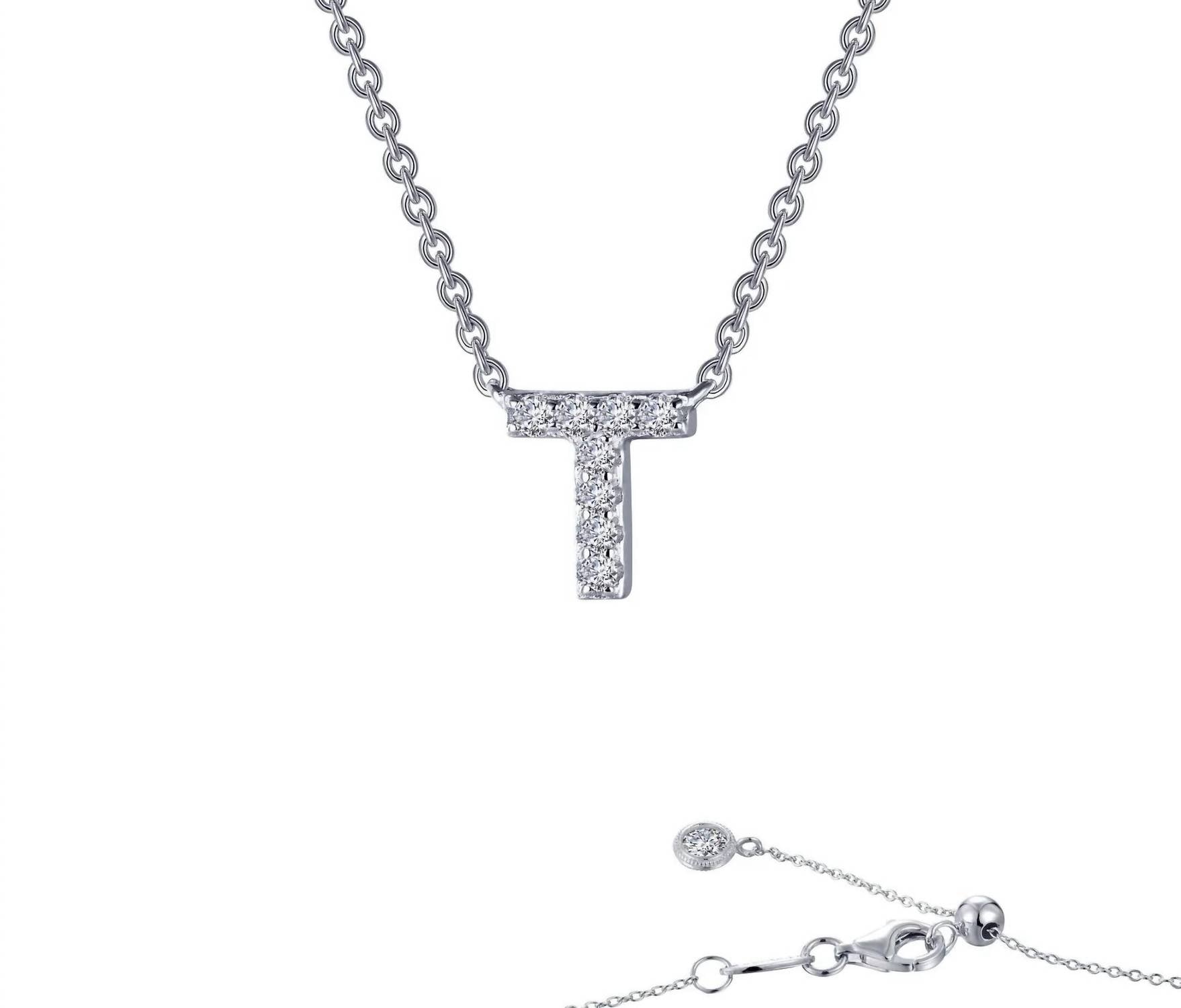 Letter T Pendant Necklace In Silver