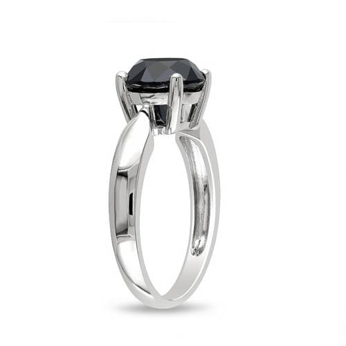 2 1/2ct Black Diamond Solitaire Engagement Ring 14k White Gold